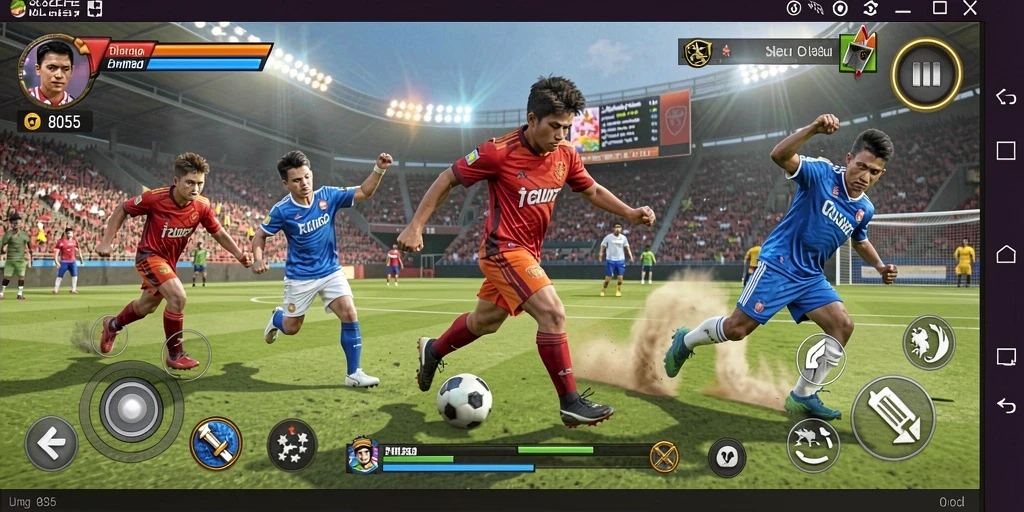 Tampilan gameplay seru dari 8055 dengan aksi olahraga yang mendebarkan.