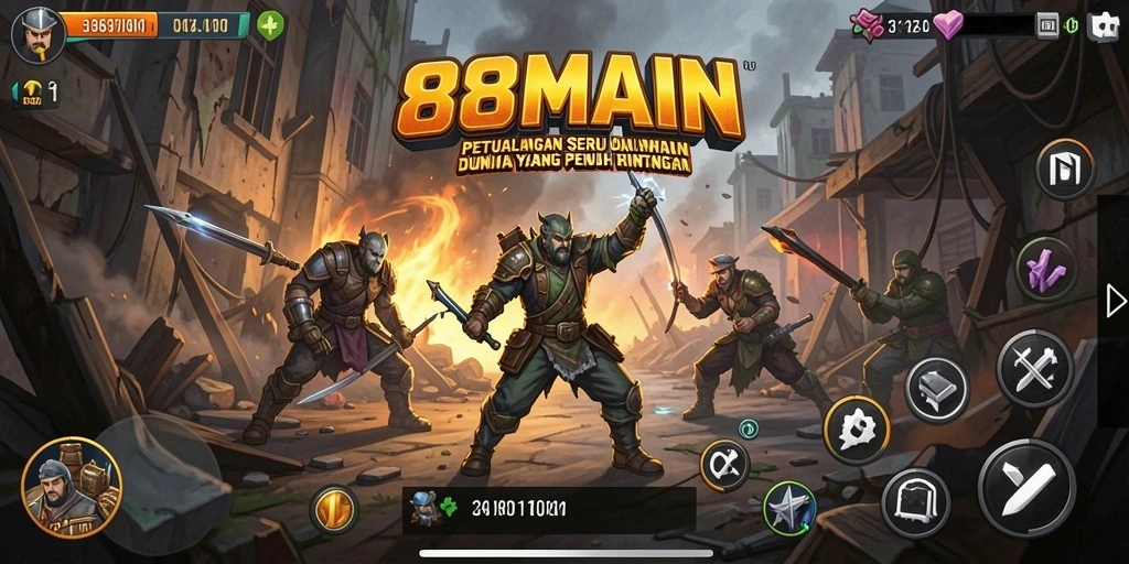 Screenshot utama 88MAIN menampilkan aksi petualangan yang mendebarkan.
