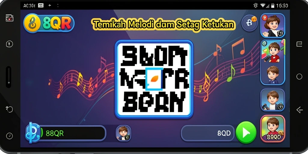 Tampilan gameplay 8QR dengan berbagai tantangan musik yang mengasyikkan.