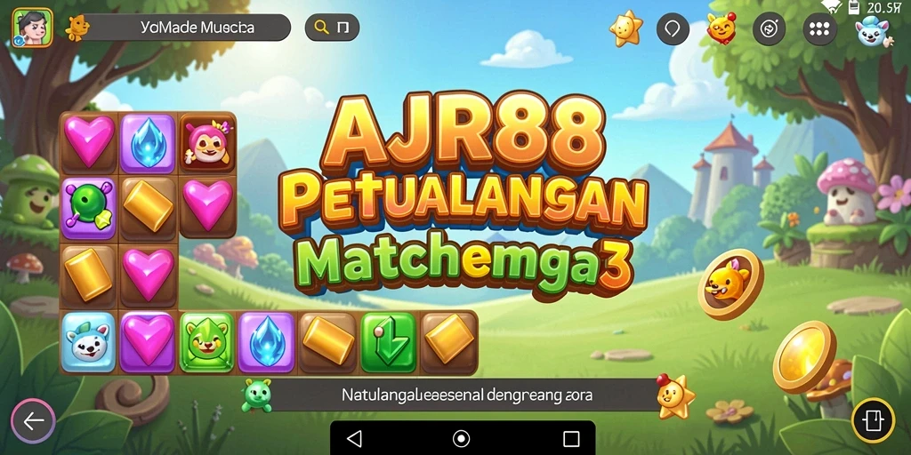 Tampilan menawan dari gameplay Match-3 AJR88 yang seru dan adiktif.