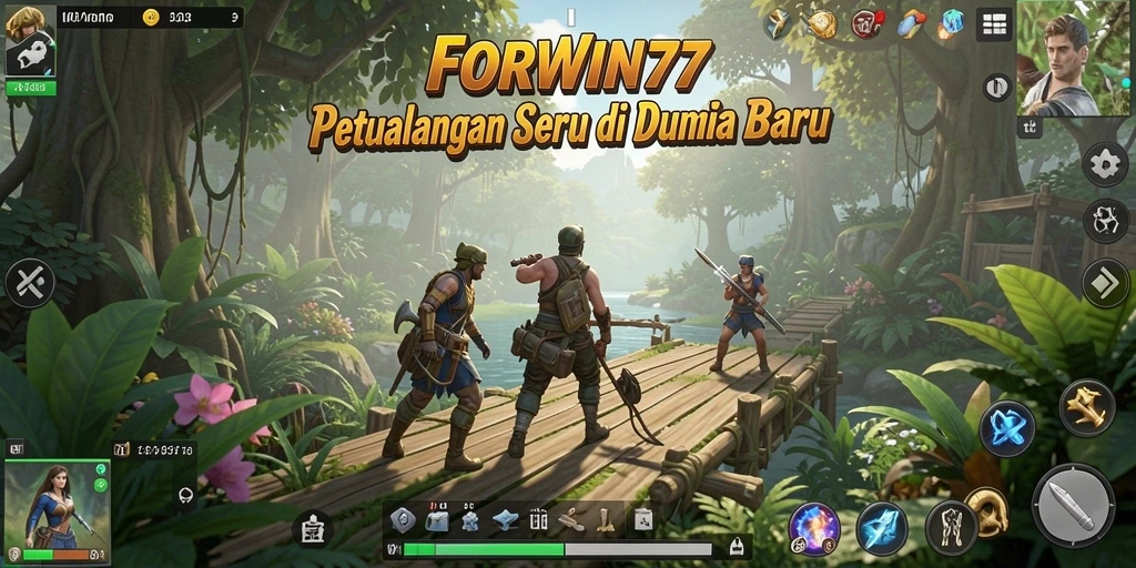 Screenshot gameplay menunjukkan petualangan seru dalam FORWIN77.