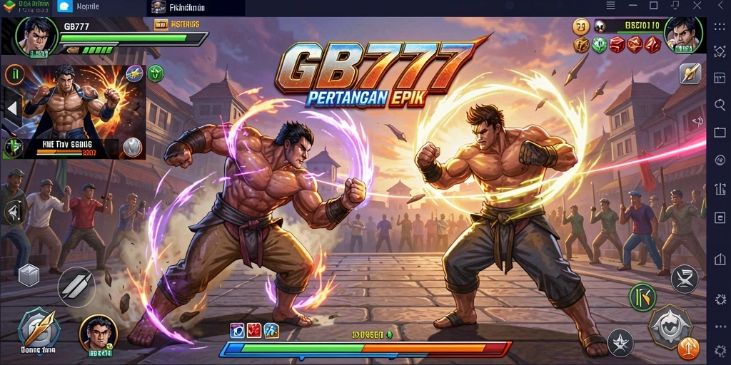 Screenshot GB777 menampilkan pertarungan seru dengan karakter yang beraksi.
