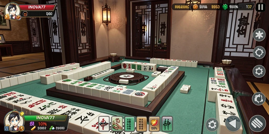 Tampilan gameplay menarik dari INOVA77 yang menampilkan ubin Mahjong.