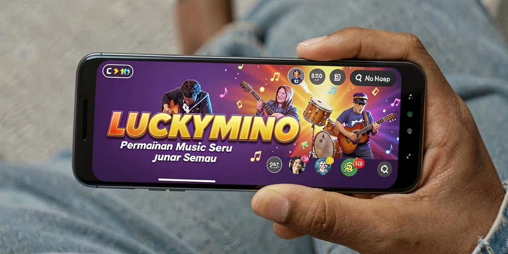 Tampilan gameplay seru di LUCKYMINO dengan musik mengalun.