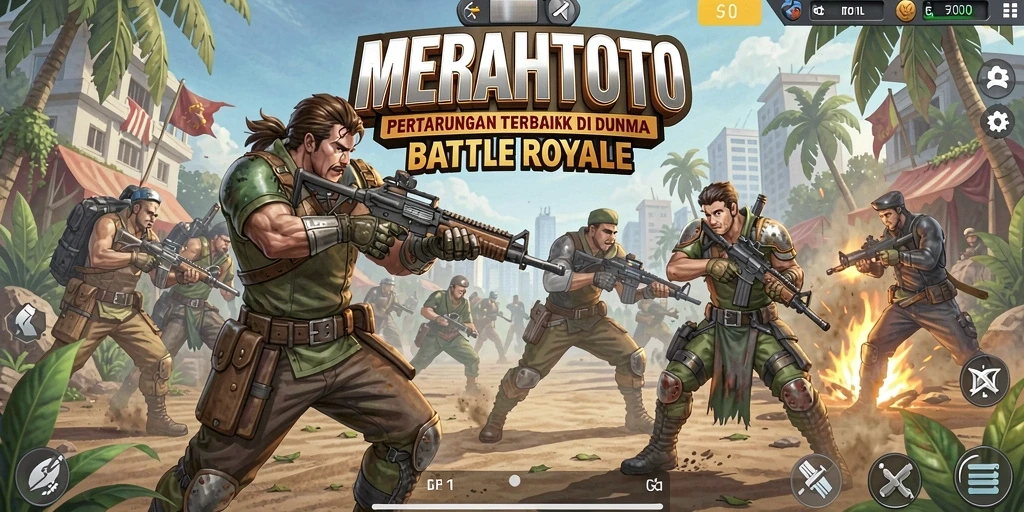 Tampilan action seru dalam gameplay Battle Royale MERAHTOTO.