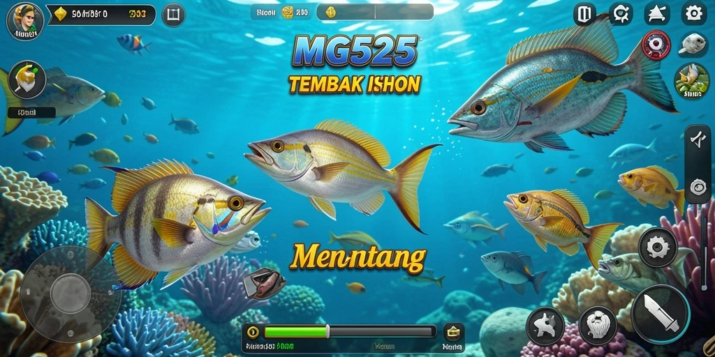 Tangkapan layar utama MG525 menampilkan aksi seru Tembak Ikan.