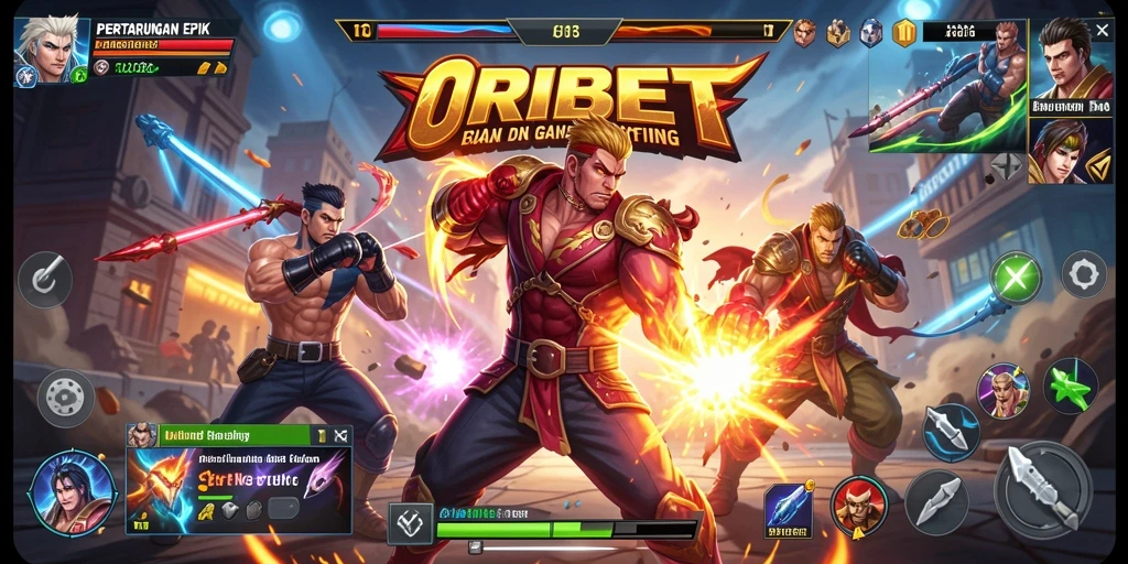 Screenshot gameplay ORIBET menampilkan aksi Fighting seru dan karakter menarik.