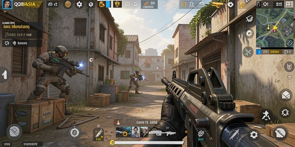 Screenshot gameplay dari QQ88ASIA yang menampilkan aksi FPS seru.