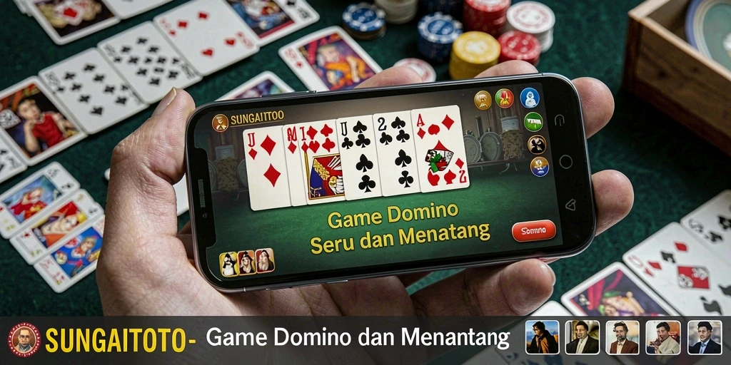 Tampilan utama gameplay SUNGAITOTO dengan momen seru permainan domino.