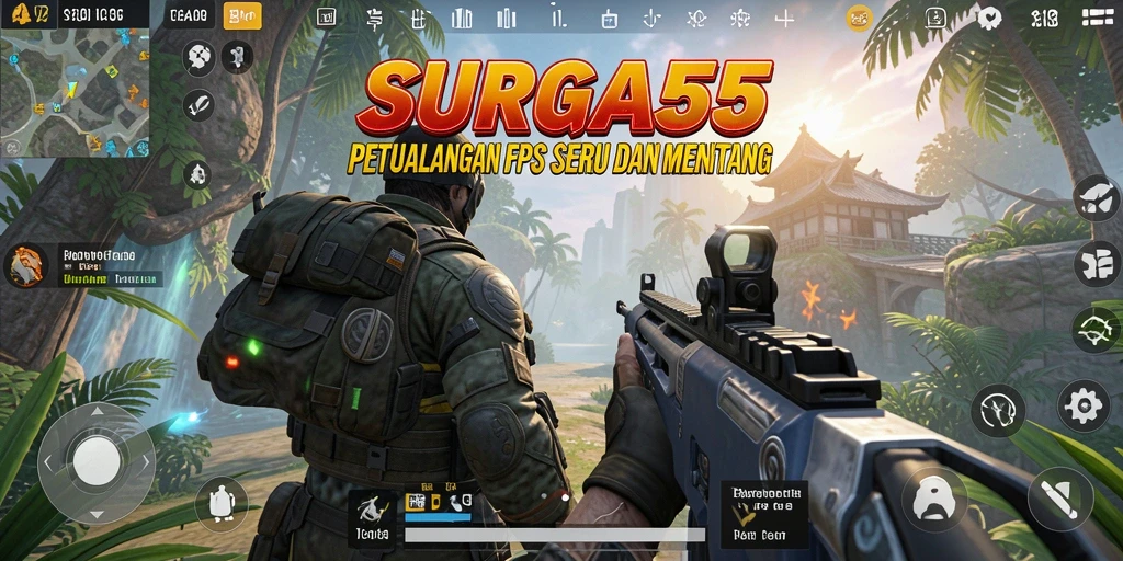 Tangkapan layar menampilkan aksi seru dalam SURGA55 FPS.