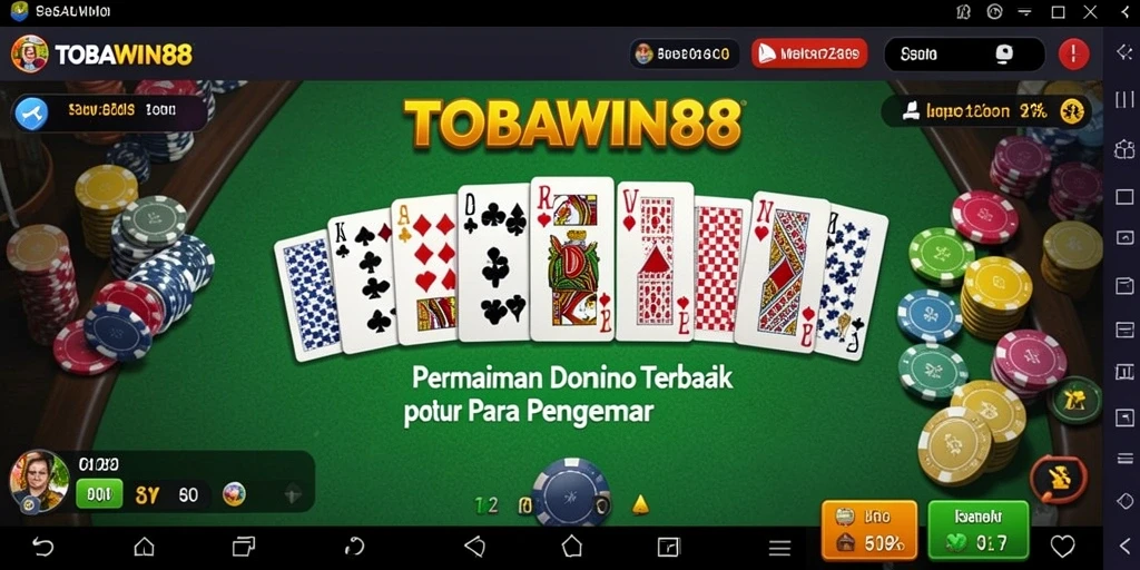 Screenshot utama TOBAWIN88 menampilkan permainan Domino yang seru.