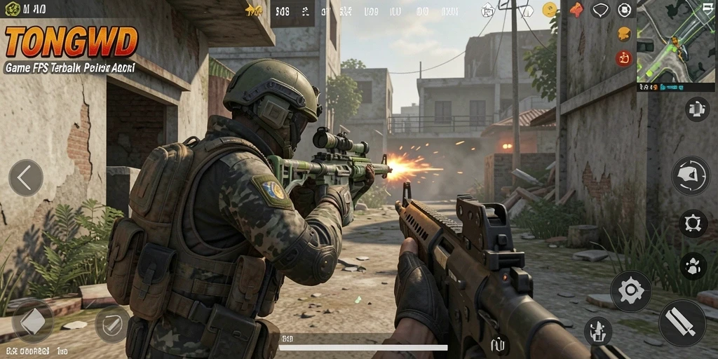 Gameplay intens TONGWD dengan grafis menawan dan aksi menembak yang seru.